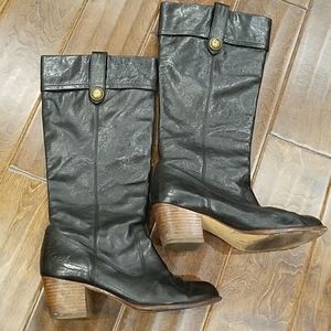 Black leather Coach riding boots